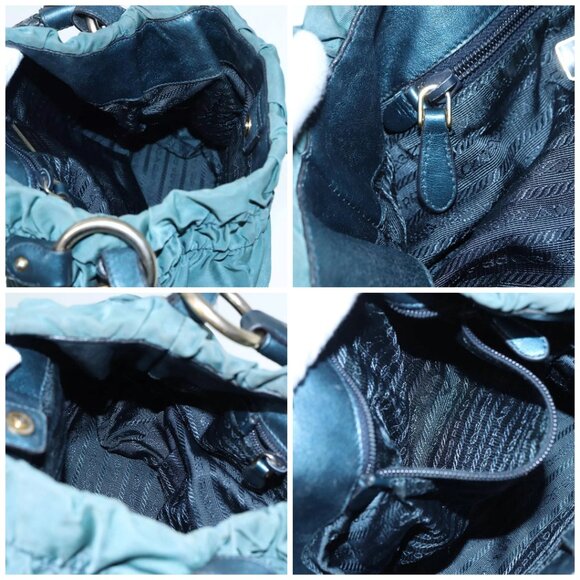 PRADA Hand Bag Nylon Green Gold Auth - Picture 14 of 16